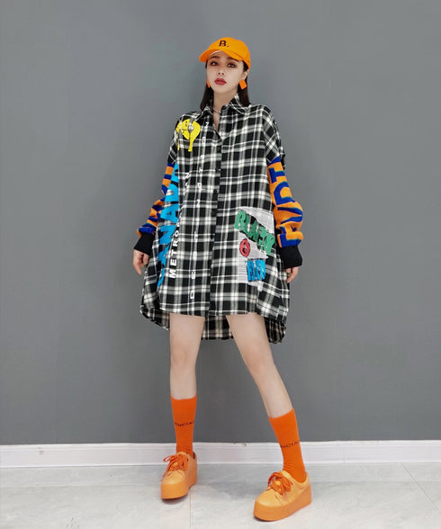 Rubber Print Check Blouse